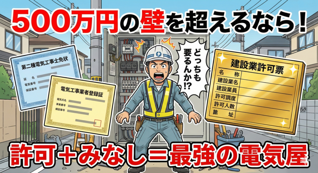 大阪市旭区の電気工事業者必見！「みなし電気工事業」と建設業許可の違いとは？