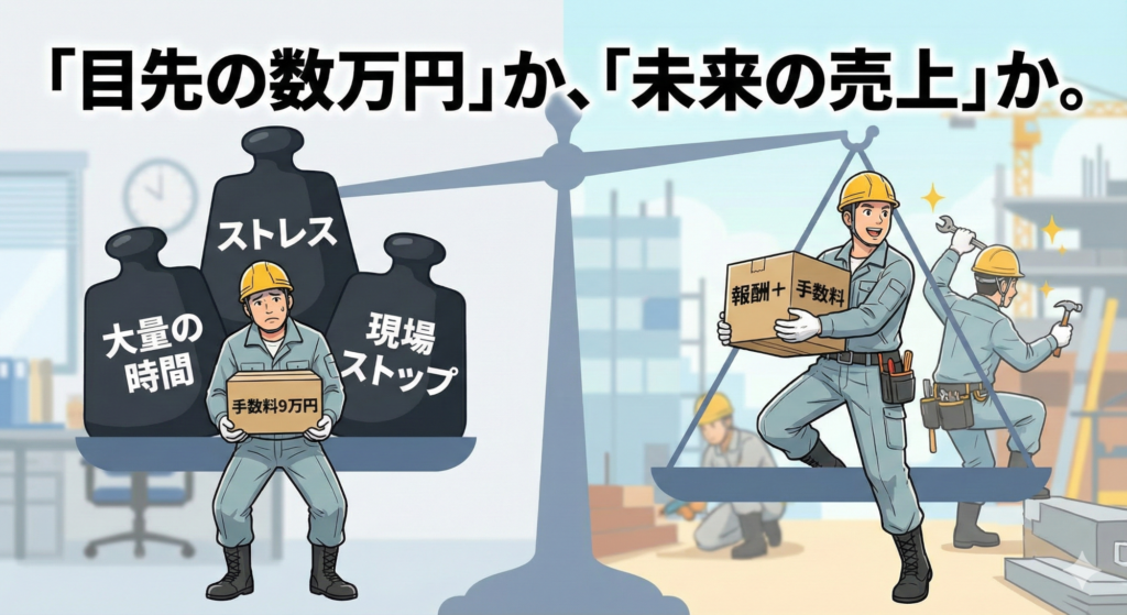 【大阪・旭区】行政書士に頼むvs自分で申請。建設業許可の費用対効果を徹底比較