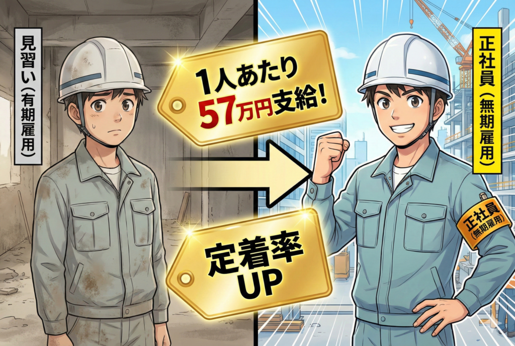 建設業の助成金「キャリアアップ助成金」。大阪で弟子・従業員を正社員にするメリット