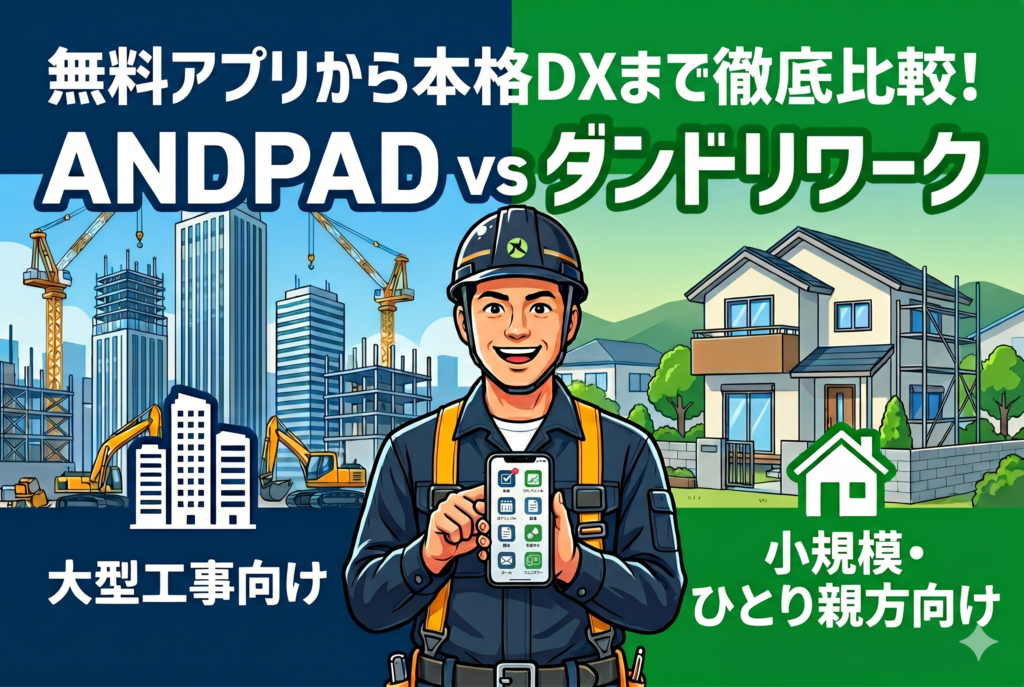 【無料あり】建設業向け工程管理アプリ比較。ANDPAD vs ダンドリワーク、小規模向けは？