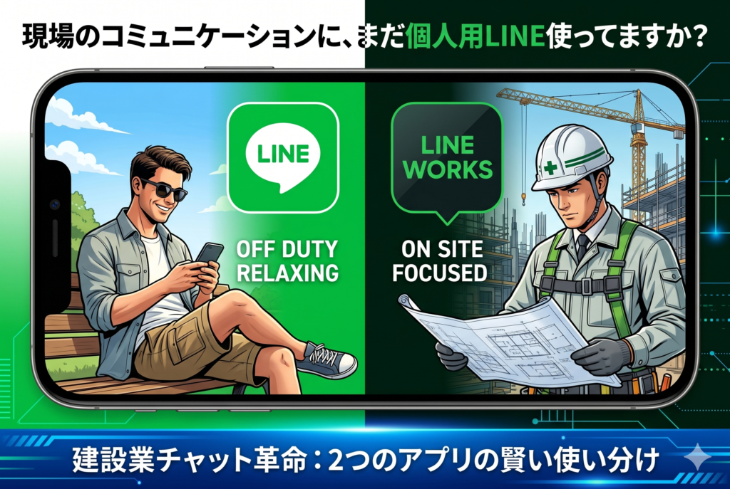 建設業のチャット革命。「LINE」と「LINE WORKS」の違いと、大阪の現場での使い分け