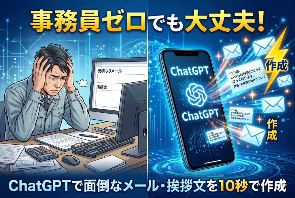 小規模建設業こそAIが必要。事務員を雇わずに「ChatGPT」で挨拶文やメールを作る方法