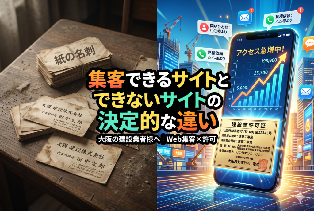 建設業のホームページ活用。大阪で集客できるサイトとできないサイトの決定的な違い