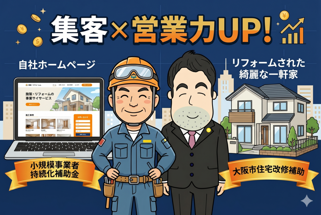 【大阪の工務店必見】受注を増やす「大阪市住宅改修補助」と、自社を育てる「持続化補助金」のダブル活用術
