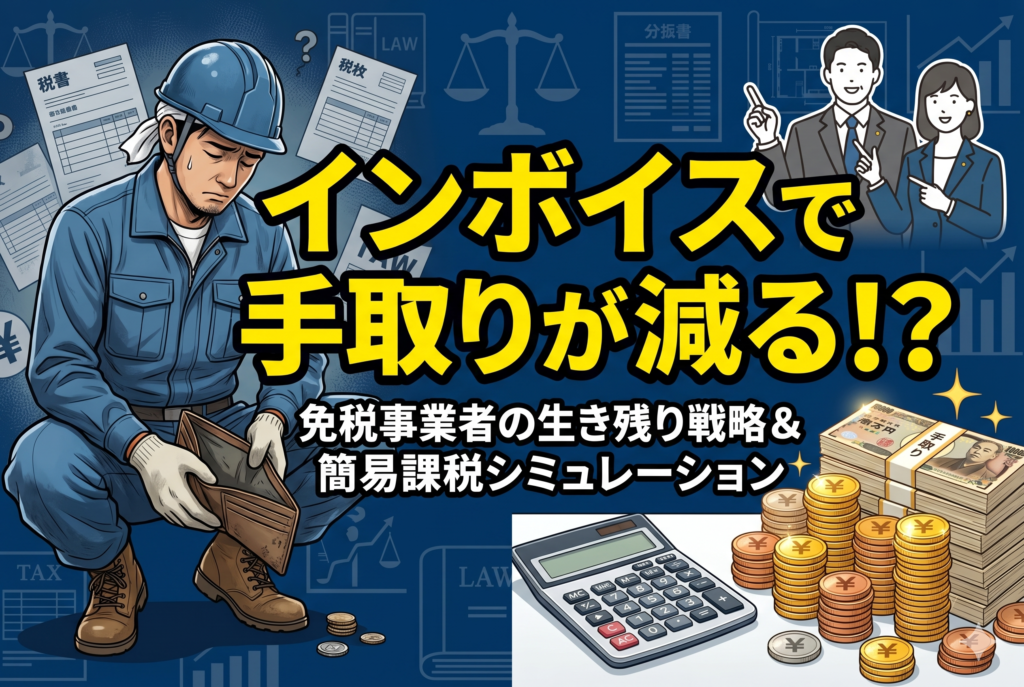 【大阪のひとり親方へ】インボイスで手取りが減る？免税事業者の立ち回りと簡易課税シミュレーション