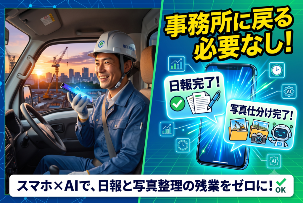 【大阪の建設業向け】スマホで日報・写真管理！AIと音声入力で残業をゼロにするアプリ活用術