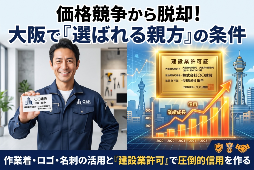 建設業のブランディング。大阪で「選ばれる親方」になるための作業着・ロゴ・名刺