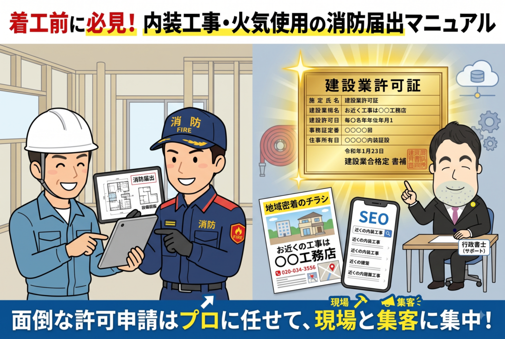 大阪市旭区の消防署への届出。内装工事・火気使用時の手続き完全マニュアル
