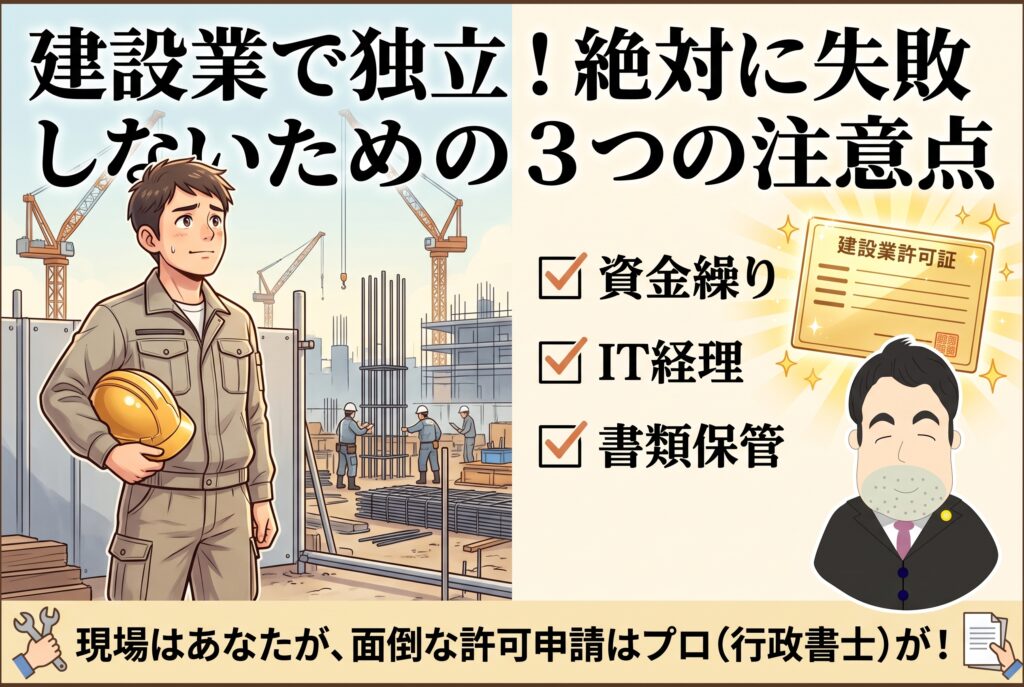 建設業で独立する時に気を付けてほしい３つの注意点