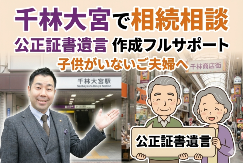 千林大宮駅近くで相談可能！子供のいない夫婦のための「公正証書遺言」作成フルサポート