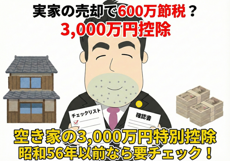 【最大600万円の節税】相続空き家の「3000万円特別控除」適用のための要件チェック