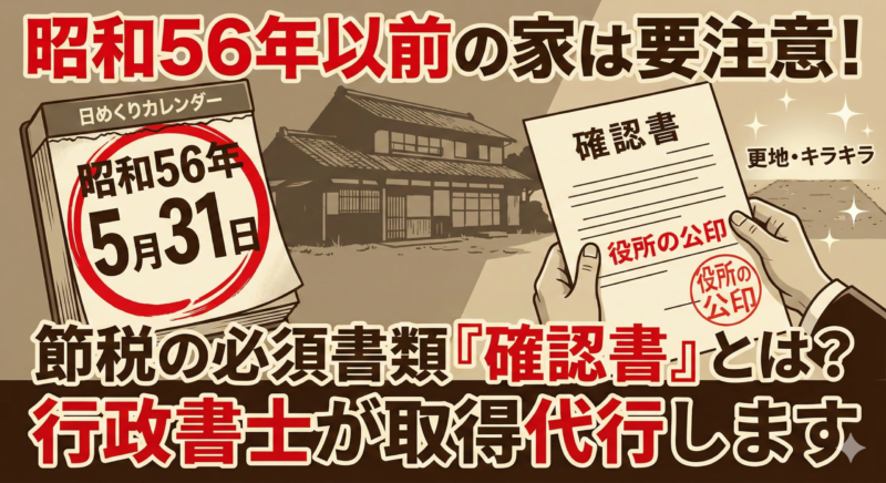 昭和56年5月31日以前の家は要注意！耐震基準と「被相続人居住用家屋等確認書」の取得代行