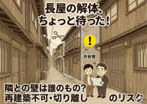 旭区・守口市の長屋（テラスハウス）相続。切り離し解体や再建築不可物件の悩み｜大阪の下町相続