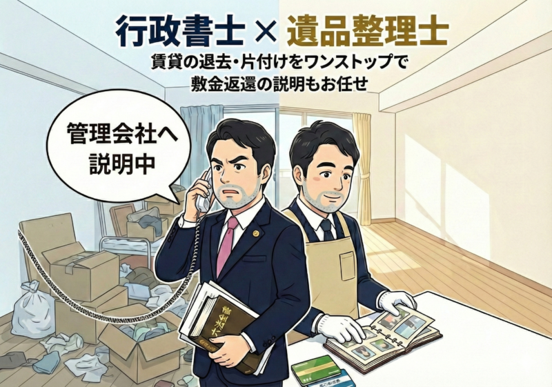 遺品整理士の資格を持つ行政書士がサポート！賃貸住宅の退去と片付け問題