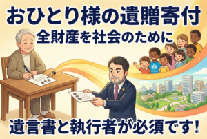 おひとり様の寄付（遺贈）。全財産をユニセフや大阪市等の自治体に寄付する方法と注意点