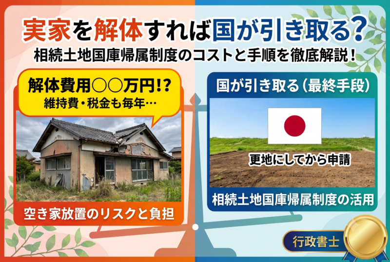 実家を解体して更地にすれば国が引き取る？空き家を相続土地国庫帰属制度で手放す手順