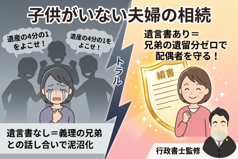 子供がいない夫婦の相続は誰のもの？配偶者を守るために絶対必要な「遺言書」の書き方