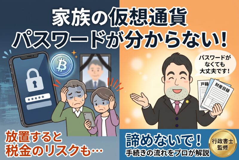家族が仮想通貨を残して亡くなった…パスワードが分からない時の対処法と相続の流れ