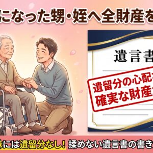 世話になった甥・姪に全財産を相続させる遺言書の書き方【遺留分の注意点も解説】